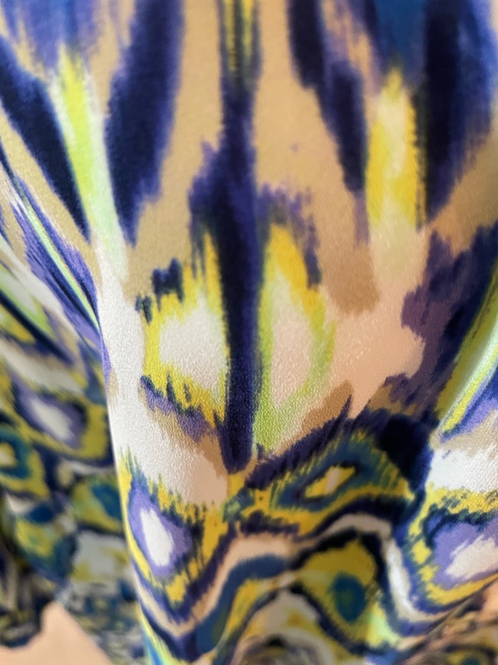 NYDJ Vibrant Ikat-Print Blouse in Blue, Yellow & Green - Picture 9 of 15